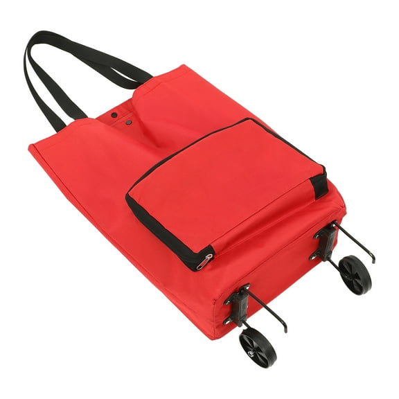 Raindrops Rolling Tote Bag with Wheels and Pull Handle Made of Sturdy Oxford Cloth in Red