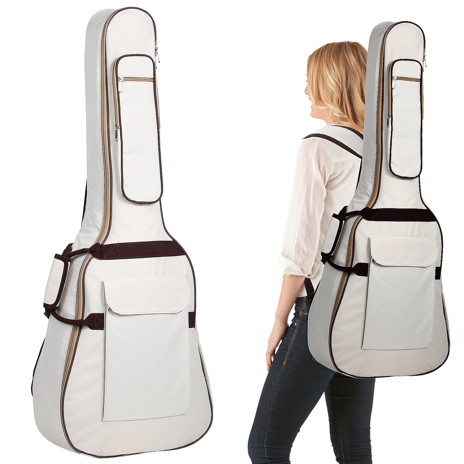Raindrops Acoustic Guitar Case Soft Padded Hard Shell Protective Instrument Bag with Carry Handle