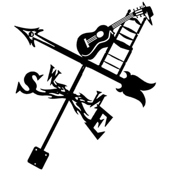 Raindrops  Guitar Weather Vane Roof Mount Practical Weathervane Rotating