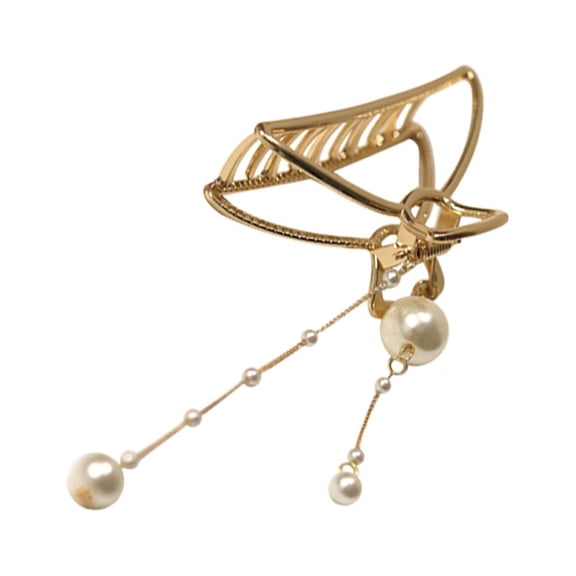 Raindrops Pearls Decor Hair Claw Clips Golden Tassel Women Fashion 1Pcs