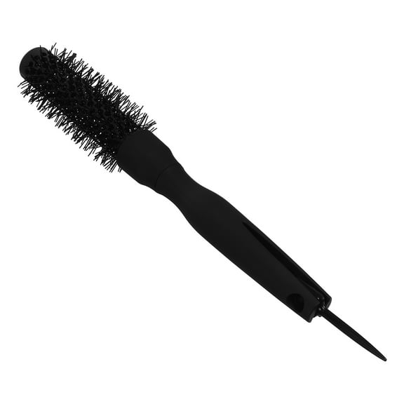 Raindrops Portable Black Blow Drying Brush Lightweight Roller Hairbrush for Curly Hairstyling