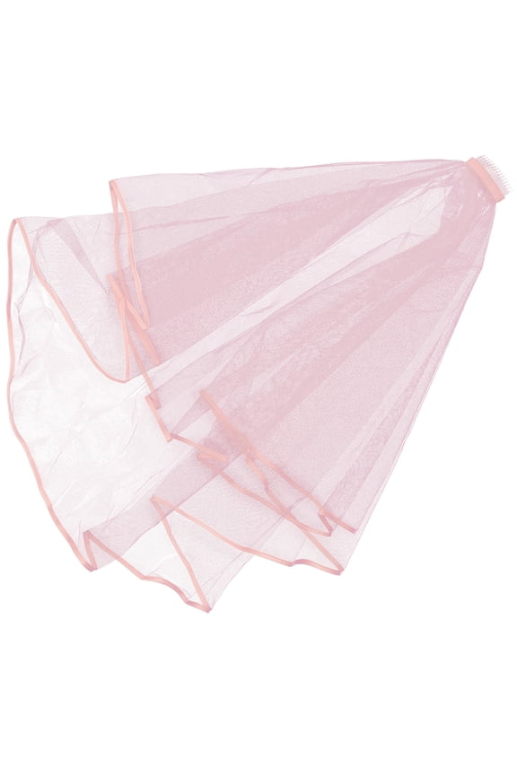 Halloween Double-layer Satin Yarn Timeless Veil Mother Bridesmaid 89x80x1cm Pink