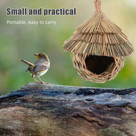 Raindrops Multicolor Handmade Woven Birdhouse for Garden Hanging Provides Safe Natural Nest