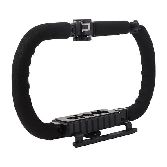 FOMIYES Handheld Video Rig with 3 Hot Shoe Ports, Anti-Slip Bottom, and Sponge Handle