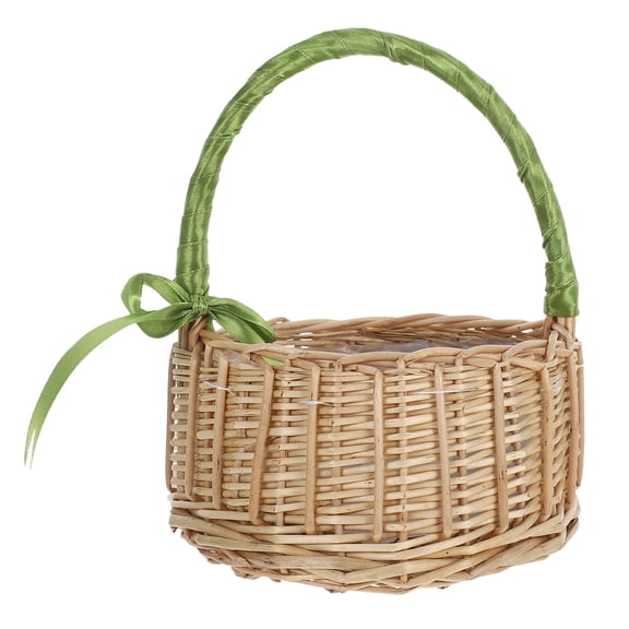 Raindrops Wicker Picnic Basket Handwoven Willow Basket with Ribbon Handle for Home and Weddings