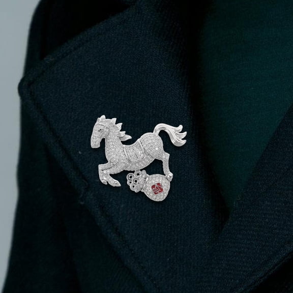 FOMIYES Alloy Horse Zodiac Brooch Pin with Full Rhinestone Design, Sparkling Animal Jewelry Accessory