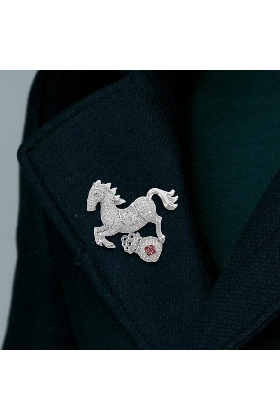 Alloy Horse Zodiac Brooch Pin with Full Rhinestone Design, Sparkling Animal Jewelry Accessory