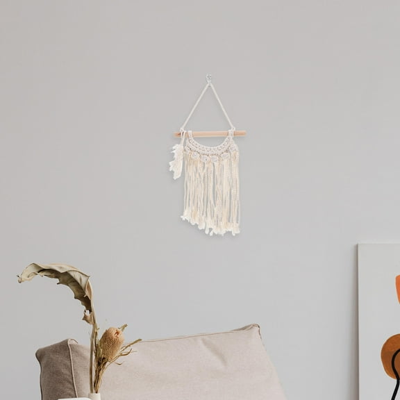 Raindrops Handmade Cotton Macrame Wall Hanging Small Woven Tapestry For Room Decor Decorative Wall Art