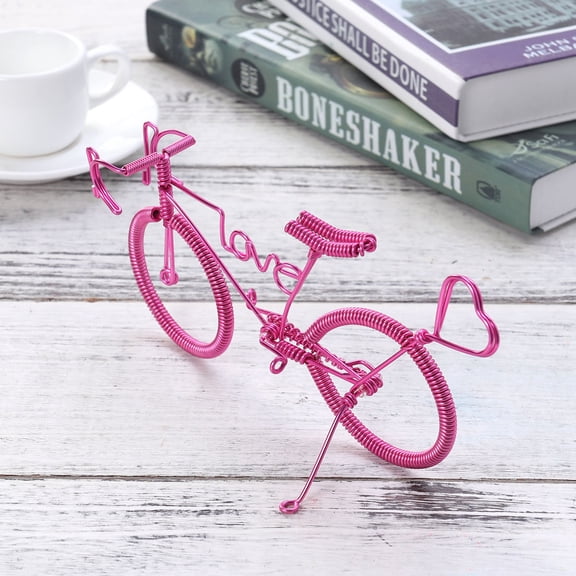 FOMIYES Pink Handmade Metal Bike Model Figurine Decor with Premium Aluminium Wire