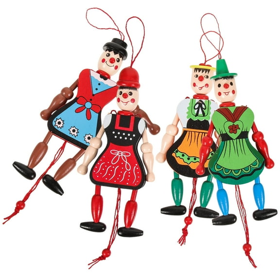 Raindrops Set of 4 Wooden Hanging Puppets for Party Decorations and Fun Activities