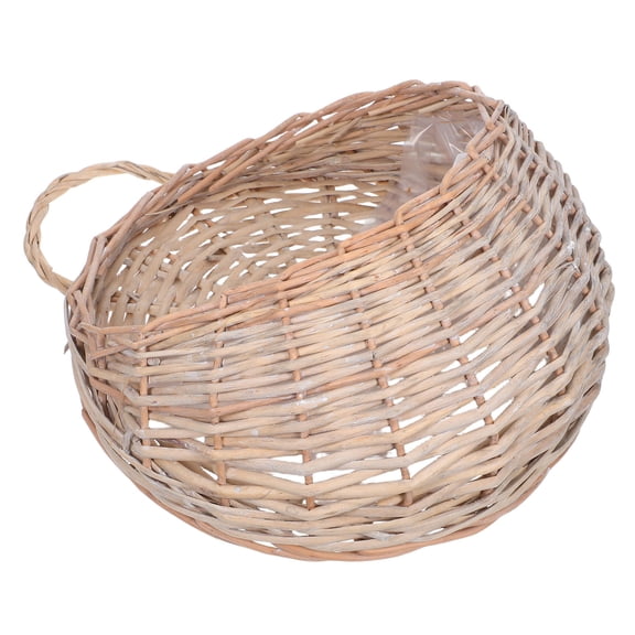 Raindrops Handwoven Grey Willow Wicker Wall Basket Rustic Farmhouse Hanging Planter for Decoration