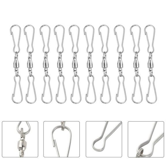 Raindrops Hanging Hooks 20Pcs 7x1cm Swivel Dual Clips for Bird Feeder Cage Hanging Silver