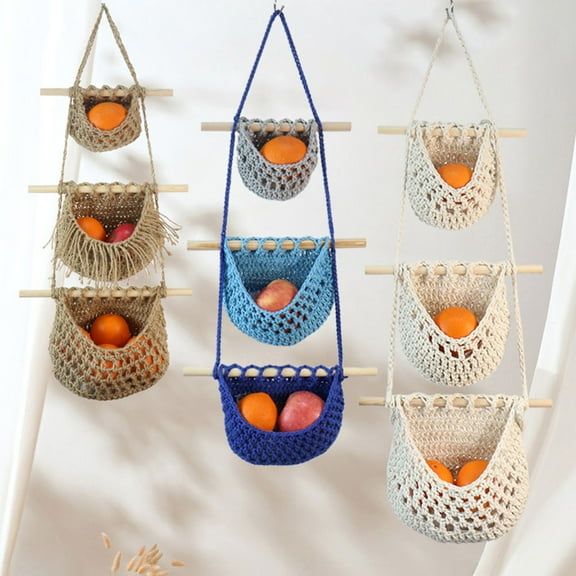 Raindrops Hanging Vegetable and Fruit Storage Baskets Organizer for Kitchen and Pantry Organization