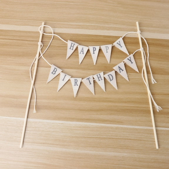 Raindrops Happy Birthday Cake Topper Banner Vintage Pennant Flag Garland for Cake Decoration Assorted Color Cloth