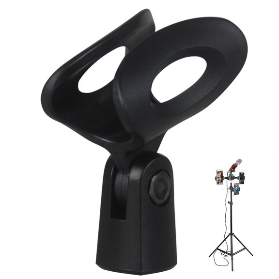 Raindrops Hard Plastic Elliptical Microphone Clip Adjustable Rotatable Mic Holder for all Handheld (Black)