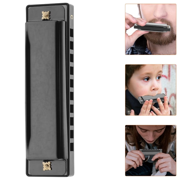 Raindrops Harmonica for Music Playing Black 10 Hole with Mellow Tone and Full Expression