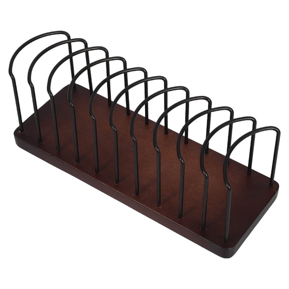 FOMIYES Wood Hat Stand Display Rack for Baseball Caps with Vertical Organizer and Iron Frame Brown Tabletop Hat Holder