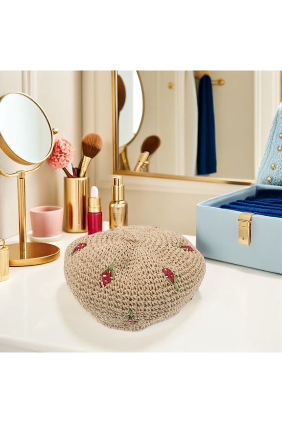 Raindrops Fashion Berets for Women in Light Yellow Straw 1Pack