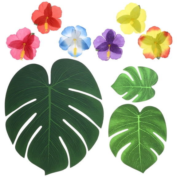 USHOBE 1Set Tropical Party Table Decor Set Artificial Monstera Polyester for Hawaii Beach Luau