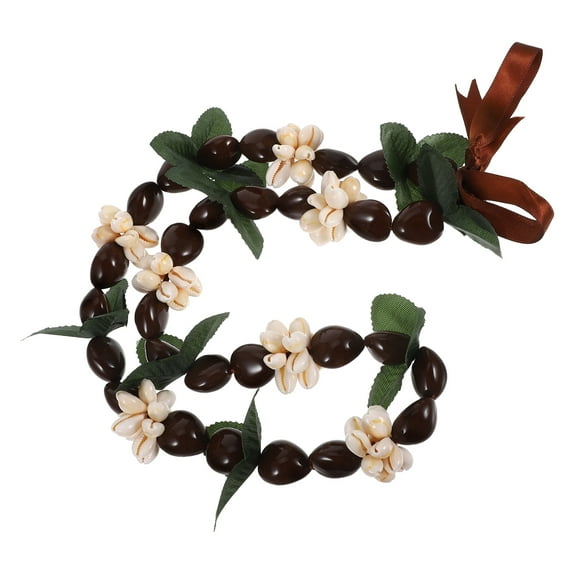 Raindrops Hawaiian Graduation Kukui Nut Leis Flower Necklace Ribbon Bow Tie Hawaiian Leis Necklace for Grade Party Favors