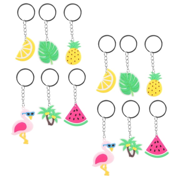 Raindrops Hawaiian Keychains Set of 12 Assorted Color PVC and Zinc Alloy Decorative Key Ring Hangings
