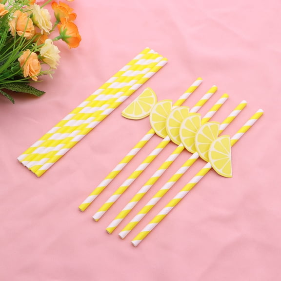 Raindrops Hawaiian Straws with Cartoon Pattern for Party Decoration and Drinking 10pcs Khaki Paper Straws