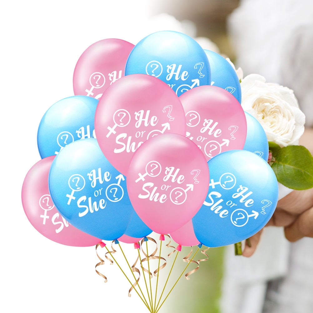 Raindrops He or She Gender Reveal Balloon Set Decorative Latex Balloons for Party Decoration Assorted Color 15 Pieces