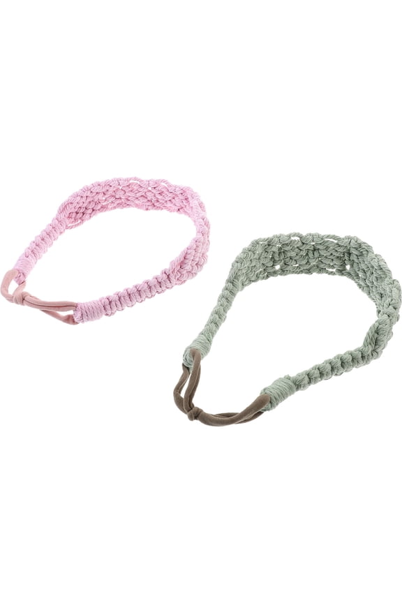 2Pcs Elastic Crochet Headbands Assorted Colors Lightweight Comfortable for Workout