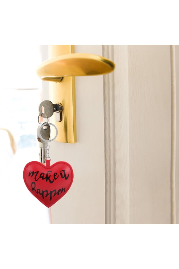 Red Heart Keychain Pendant PU Material Elegant Design Portable for Decor 2.5 x 1.5 inches