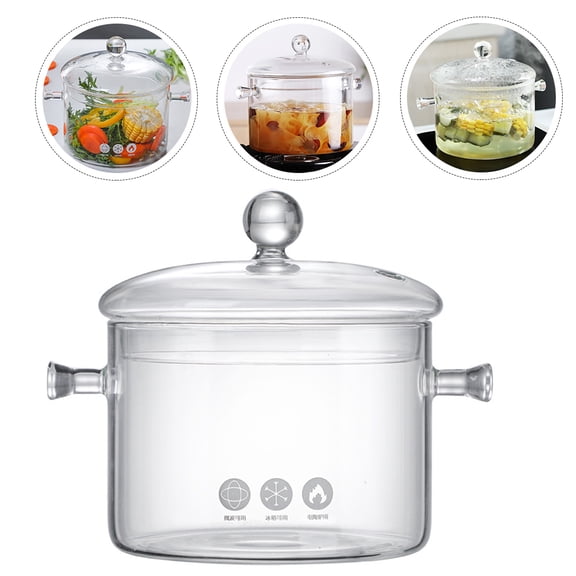 Raindrops 3.5 Quart Glass Stew Pot with Double Handles for Cooking and Storage, Transparent Cookware