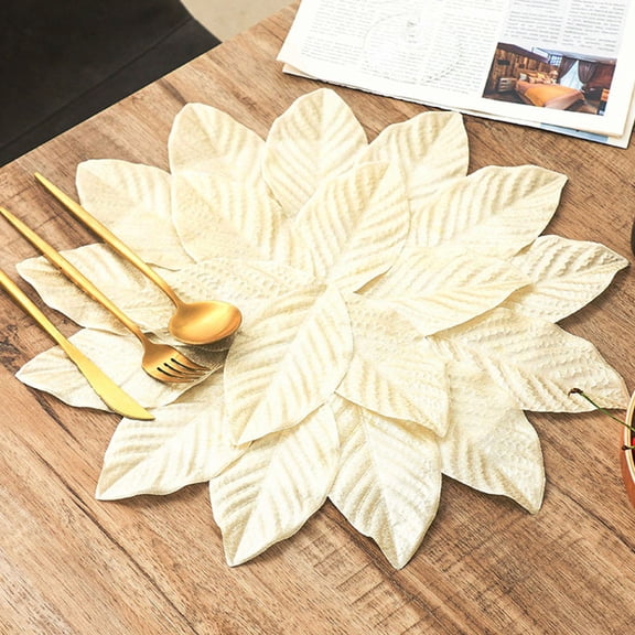 Raindrops Washable Plastic Table Placemats with Elegant Leaf Design for Stylish Dining Room and Kitchen Decor