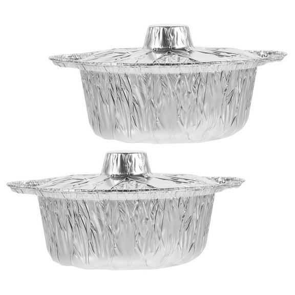 Raindrops Heatresistant Baking Pot for Home Made of Aluminum Foil Perfect for Camping and Barbecues 2pcs Round Silver