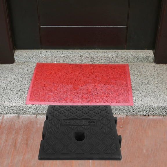 Raindrops Heavy Duty Plastic Curb Ramp for Vehicles with Textured Surface and Robust Structure Black