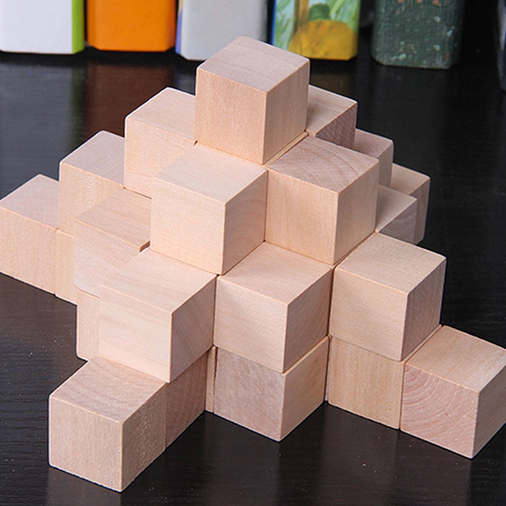 Raindrops Hemoton 50pcs Blank Wooden Blocks for Baby Shower Games Farmhouse Decor Math Counting and Pretend Play Unfinished Wood Cubes