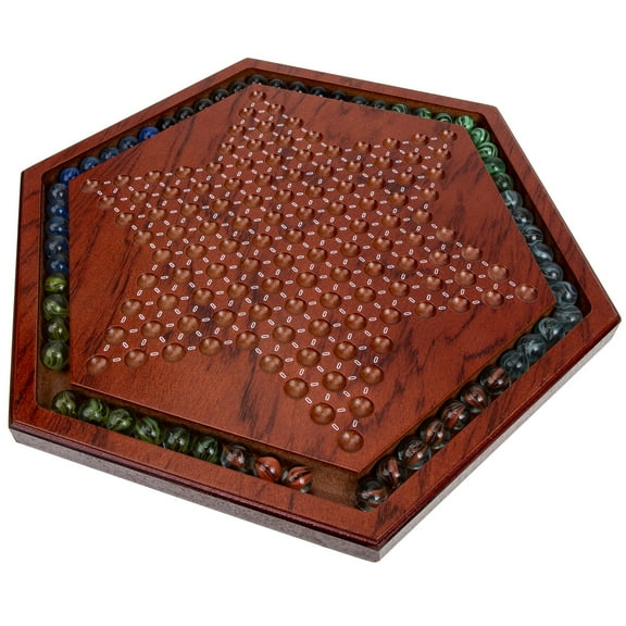 Kitandove Hexagon Chinese Checkers Wooden Checkerboard Brown 1 Set