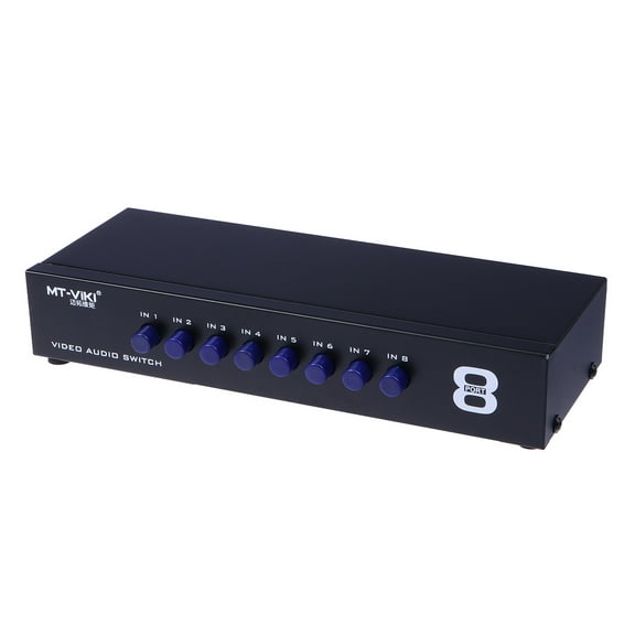 Raindrops 8 Ports Video Audio Av Rca Selector Box Black High Isolation for Home