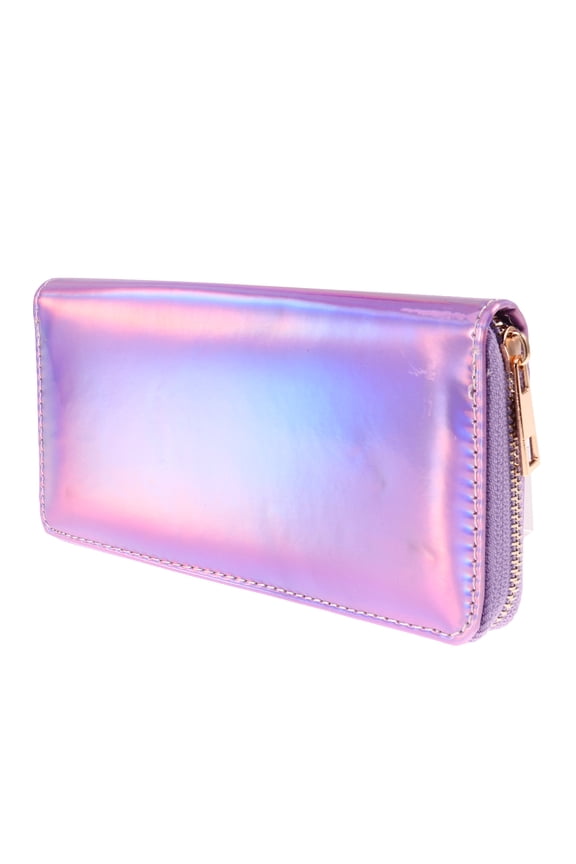Violet Sequins Wallet Long Purse with Zippered Coin Pocket for Storage