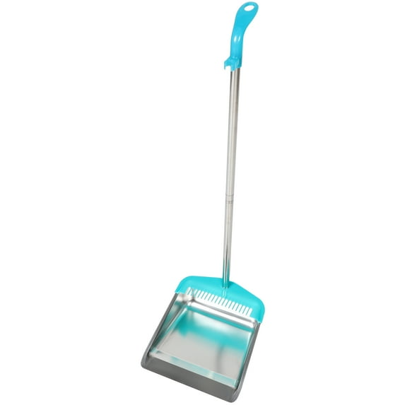Raindrops Handle Dustpan with Stainless Steel and Plastic, Lightweight Dustpan for Home Cleaning