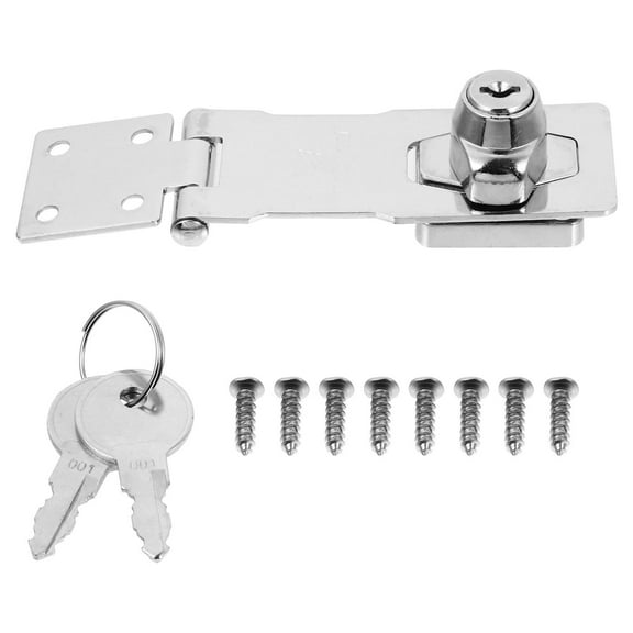Raindrops Home Lock Buckle with Key, 4-inch Silver Hasp Packlock