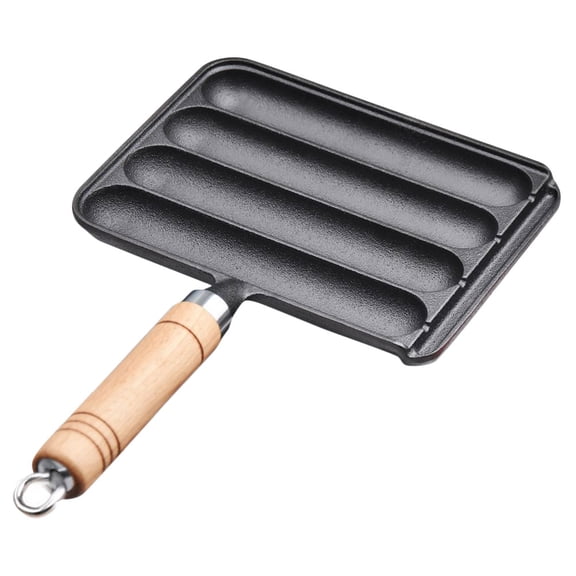 Raindrops Hot Dog Sausage Mold for Baking and Steaming NonSticky Easy to Clean with Handle Black Wood Iron 7.5 x 5.2 inches