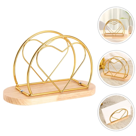 Raindrops Golden Napkin Organizer with Stable Base for Home Tabletop Use