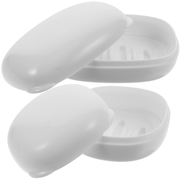 Raindrops Household Soap Box 2Pcs Rectangular White PP Modern Design For Home