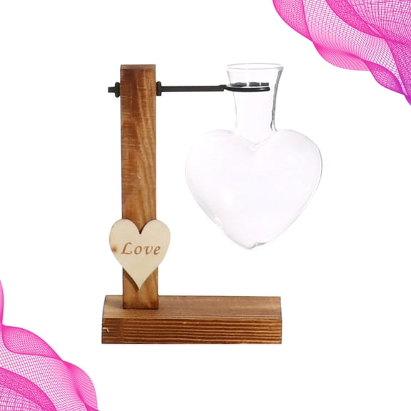 FOMIYES Single Flower Vase Home Vase Multi High Borosilicate Glass and Wood 1 Set