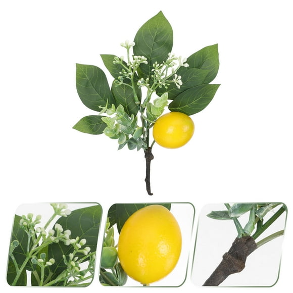 Raindrops Imitation Lemon Flower Cutting Branches 1Pcs Yellow 18x6.7in Plastic Home Decoration Tabletop Decoration