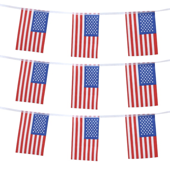 Rectangle Flags String Raindrops Independence Day Decorations 1Set String Flags Rectangular ...