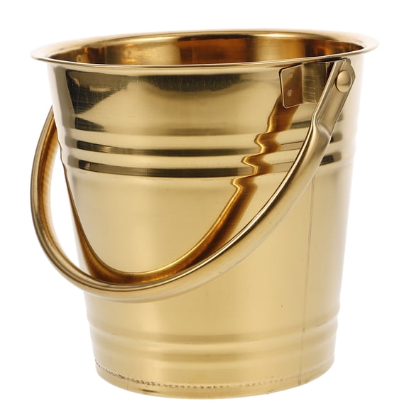 Raindrops Metal Beverage Ice Buckets Golden for Nightclub Portable 1Set 5.9x5.1x3.9in