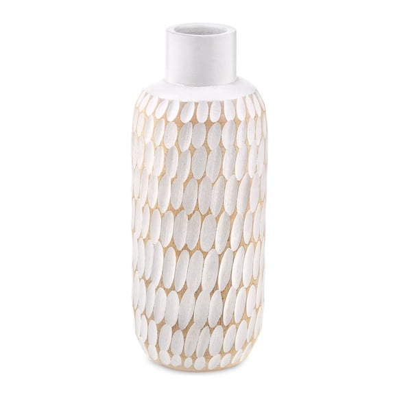 Raindrops Inspired White Stained Mango Tree 10 Inches Wood Vase