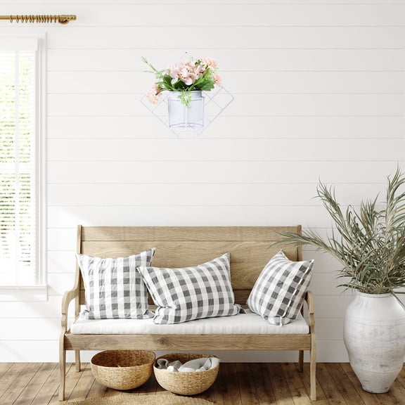 Raindrops White Metal Hanging Planter Basket Iron Flower Pot Holder for Indoor and Outdoor Decor