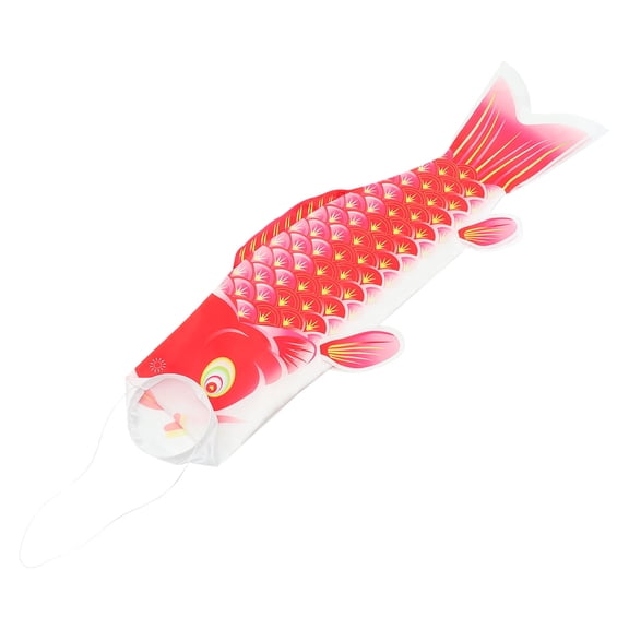 Raindrops Carp Shape Red Satin Flag Japanese Style Decorative Banner for Dragon Boat Festival Party