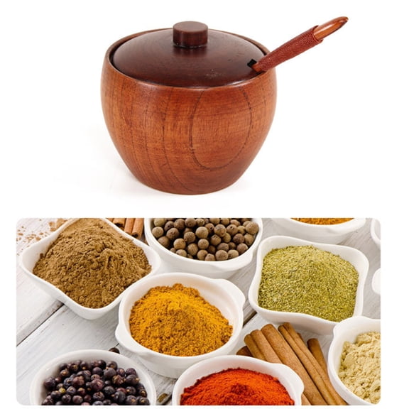 Raindrops Brown Timber Spice Jars with Lid for Kitchen Storage Use Eco Friendly Wood Creative Design 7.8in